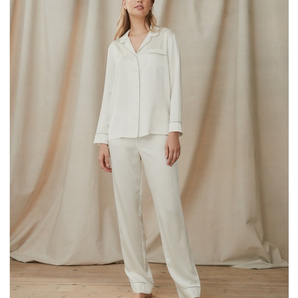 The white company Silk Pajama Set - Ivory NWOT